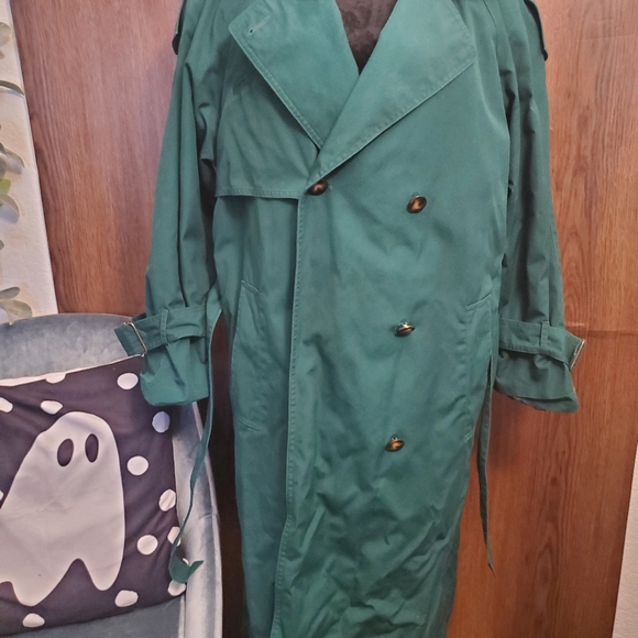 Club 5.4 Vintage Green Petite Trench Coat - Picture 2 of 16